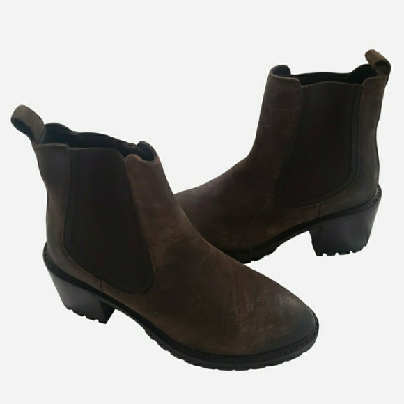Thursday Boot Co Brown Suede Chunky Heel Chelsea Boots 5.5 Distressed Everyday - Picture 5 of 16